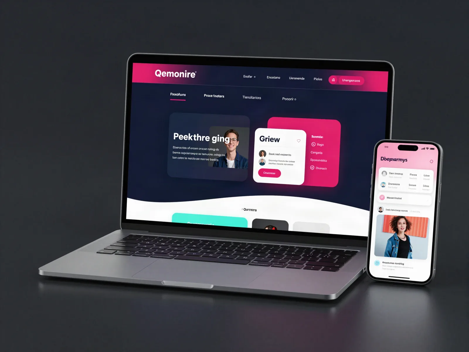 Diseño web moderno en portátil y móvil